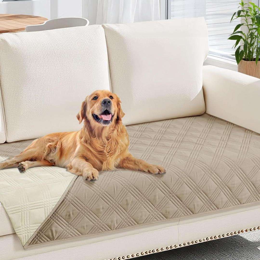 Hyha Waterproof Dog Blanket, Reversible Pet Bed Blanket, Soft Sofa Couch Cover for Dogs Washable, Waterproof Pet Couch Covers for Sofa Puppy Cats Furniture Protector(30"x70", Taupe/Beige)