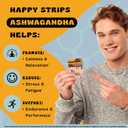 3 x Happy Strips Organic Ashwagandha KSM 66 & GABA for Stress Relief, Calmness, Sleep - Fast-Acting & Rapid-Dissolving, Chocolate Mocha Flavored, Organic, Vegan, Sugar-Free - 30 Count