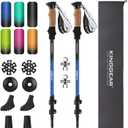 KINGGEAR Nordic Walking Stick, TP1 Hiking Poles Retractable Lightweight 7075 Aluminum, Trekking Poles with Flip Lock, Natural Cork and EVA Grip, 2pc Hiking Gear, 54"
