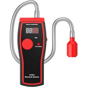 Carbon Monoxide Detector, 12 Inch Long Bendable Sensor, Alarms Battery Operated, Handheld Carbon Dioxide Detector Portable, Tick Tock Beep, Lighted Warning 3 in 1 Detector for Camping, Home & RV