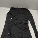 KUTUMAI Long Sleeve Slit Formal Dresses for Women 2025 Fall Wedding Guest Cocktail Party Modest Ruched Maxi Dress Black L