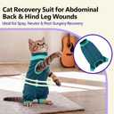 BRKURLEG Cat Recovery Suit with Hind Legs, Breathable Post Spay Onesie for Female Cats & Kittens, Anti-Licking Abdominal & Hind Leg Wound Protector, Cone Alternative, Green L