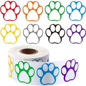 Boao 600 Pieces Dog Paw Stickers Colorful Dog Stickers Puppy Paw Decals for Gifts, Mailing, Party Decoration, Envelope Seals, 1.5 Inch