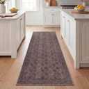Kuden 2'6"x10 Runner Rug, Machine Washable Area Rug with Non-Slip Backing, Vintage Style, Soft, Easy Clean, Low Pile Rug for Hallway, Entryway, Kitchen, Bedroom