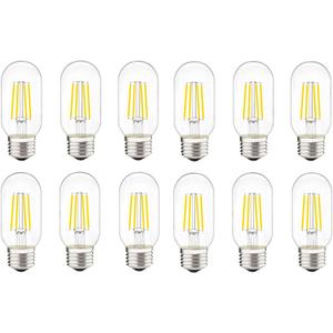 LED Tubular Bulb 4W Daylight White 5000K E26 Clear Edison Bulb,40W Equivalent 400 Lumens, Antique Edison Style LED Filament Light Bulbs,Daylight White 5000K Non Dimmable Pack of 12