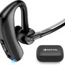 Bluetooth Headset Dual-Mic ENC +CVC 8.0 Noise Cancelling Aptx HD HiFi Stereo15Hours HD Talktime 200Hours Standby Bluetooth Earpiece Compatible for iOS/Android Cellphone with Storage Case