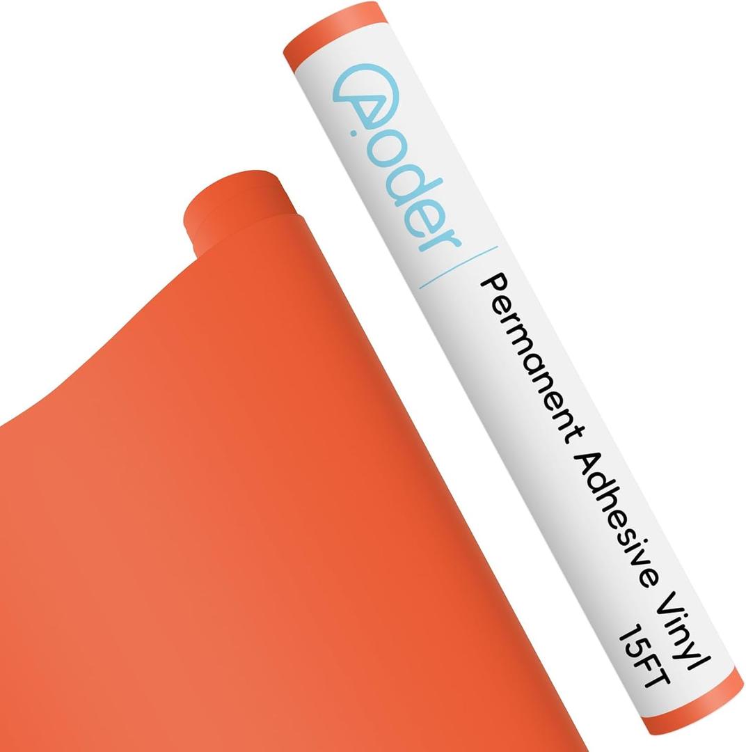 Aoder Orange Permanent Vinyl - Matte Orange Adhesive Vinyl Roll with PET Backing Compatible with All Cutting Machine, 12" x 15FT for Mug, Car, Decor Sticker, Craft, Scrapbooking, Signs