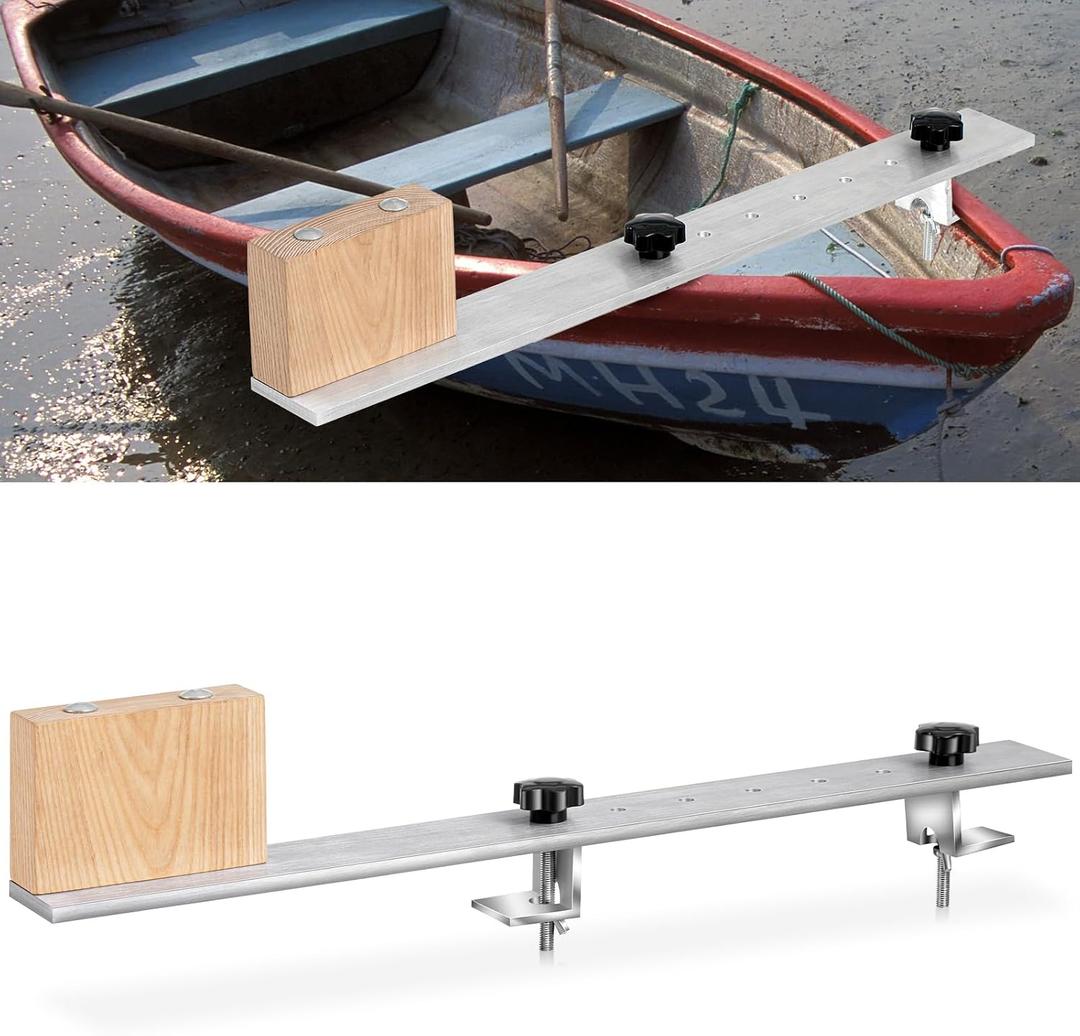 Canoe Trolling Motor Mount, Trolling Mount with Ash Wood Crossbar and Motor Block for Quick and Easy Kayak, 28.7x3x0.4inches and 5.9x4.2x1.7"