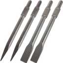 4 Packs Jack Hammer Drill Bit Set 16 inch Demolition Hammer Drill Flat Tip and Bull Point Chisels for Demolition and Concrete Breaker