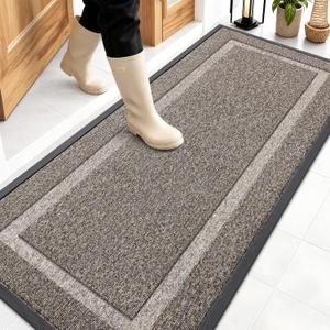OLANLY Front Door Mat Outside 71x47, All-Season Heavy-Duty Rubber Doormat | Khaki and White, Absorbent, Stain and Fade Resistant, Non-Slip Backing, Low-Profile Indoor Outdoor Floor Mat for Entryway