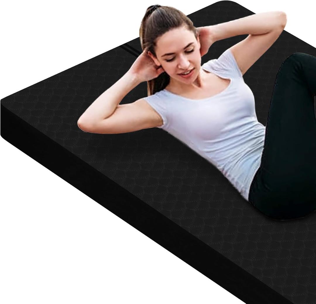 Nuveti Large Exercise Mat - 15mm/20mm/30mm Thick Yoga Mat | Workout Mat for Fitness, Yoga, Pilates, Stretching & Floor Exercises for Women & Men with Free Carrying Bag (Black)