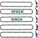 8 Inch Chainsaw Chain Replacement- 5 Chains for 8 Inch Mini Chainsaw with 45 Drive Links, 1/4" LP pitch, 043'' gauge, Compatible with Cordless Electric Battery Powered Mini Chainsaws