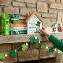 Thyle 10 Pcs St. Patrick's Day Table Sign Wooden Shamrock Lucky House Irish Lucky Block Book Stack Tiered Tray Table Centerpiece for Farmhouse Home Kitchen Party Decor(Let The Shenanigans Begin)