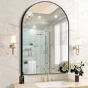 FORBATH Arched Mirror 32x48 Inch, Bathroom Mirror Wall Mounted Modern Black Aluminum Alloy Frame Decor Large Dresser, for Bedroom Living Room Entryway, Hanging or Leaning Against Wall