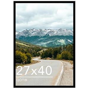 QOTIB Wood 27x40 Inch Poster Frame Black for Wall Hanging, Movie Poster 27 x 40 Inch Photo Frame for Wall Horizontally or Vertically, Black, 1 Pack