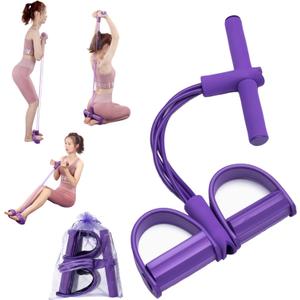 Fitness Resistance Bands Set with Handles & Ankle Straps - 4 Tube Exercise Bands for Arm, Leg, Strength Training, Stretching - Home Gym Workout Equipment