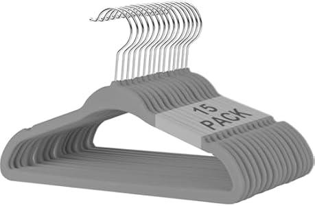 BAGAIL Kids Velvet Hangers 11 Inches Children's Clothes Hangers Non-Slip Baby Hangers for Infant/ Toddler (Grey, 15pack)