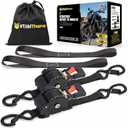 Stay There Retractable Ratchet Straps (2-Pack) - 1 Inch x 10 Feet (1800lb Break Strength) - Heavy Duty Auto Self Retracting Tie Down Straps for Truck, Cargo Trailer, Motorcycle & More - Black