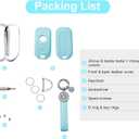 For Buick Key Fob Cover with Keychain, Blue Leather Rhinestone Key Case Protection Shell Compatible with Encore Enclave Lacrosse Envision Verano Regal GL8 Bling Car Accessories