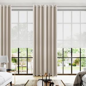 KOUFALL Neutral Taupe Blackout Curtains 96 Inches Long for Living Room,Thermal Window Treatments Beige Tan Curtain Drapes for Bedroom,Set of 2 Panels with Grommet,Dark Oatmeal
