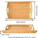 Bamboo Serving Tray Rectangle Platter Breakfast Dinner Food Bed Tray for Eating Kitchen Restaurants (1, 15" x 10.2" x 1.2" (with Handle))