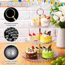 Patelai 8 Packs 3 Tier Crystal Acrylic Clear Cake Stand with Gold Round Holder Acrylic Cupcake Stand Holder for Home Wedding Holiday Birthday Baby Shower Tea Party (Clear)