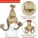 Wiggy Mermaid Blonde Braided Wig with Red-bow Earrings for Women Christmas Cindy Wig with Accessories for Halloween Christmas Costume Party (Beige)