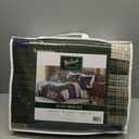 Woolrich Mill Creek Reversible Quilt Set - Cottage Styling Reversed to Solid Color, All Season Lightweight Coverlet, Cozy Bedding Layer, Matching Shams, Oversized Full/Queen, Plaid Green 3 Piece