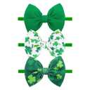 YanJie Baby Bows Nylon Green Bow Headbands for Infant Girls Shamrock Clover Headband Newborn Toddler Headband St Patricks Day Hair Accessories White