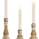 Candle Sticks Holder Decor Set of 3, Rustic Wooden Candlestick Holders, Farmhouse Wood Candle Stand, Vintage Candles Stick Tapered Holder for Living Room, Table Centerpiece (Brown)