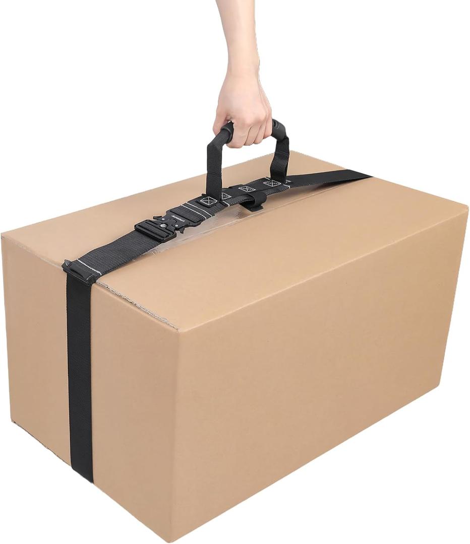 Box Carry Strap with Handle 74.8 Inch Adjustable Straps for Battery Box Handheld Belt Carrying Straps for Safely Moving and Lifting Heavy Boxes