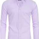 Alimens & Gentle Slim Fit Mens Dress Shirts for Men Button Down Long Sleeve Dress Shirts Wrinkle Free Formal Stain Proof (Small, Light Purple)