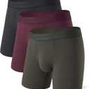 DAVID ARCHY Mens Underwear Boxer Briefs Ultra-Soft Modal Breathable Comfortable with Fly Boxer Briefs for Men 3 Pack(XL,Black/Olive Green/Dark Purple)