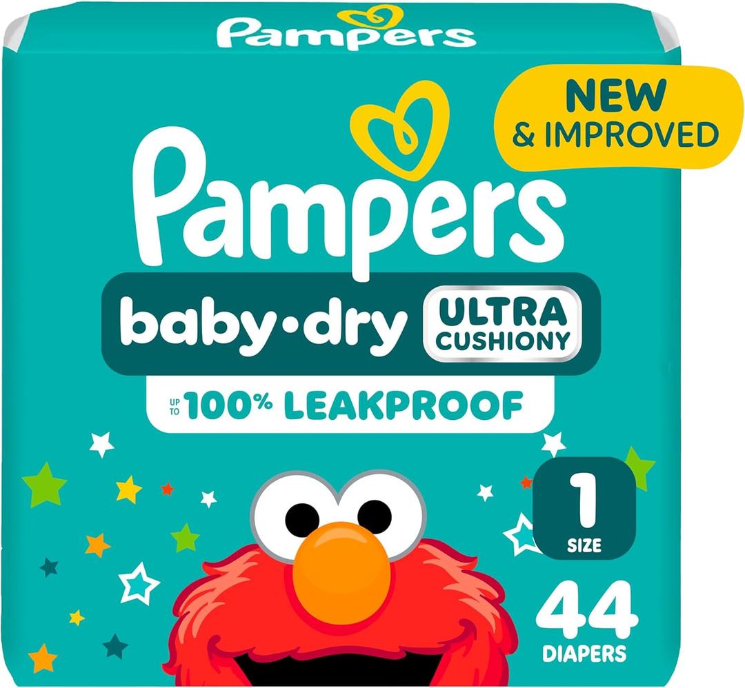Pampers Diapers - Baby Dry - Size 1, 44 Count, Absorbent Disposable Infant Diaper  