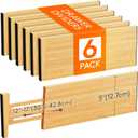 Lifewit 6 Pack Drawer Dividers Bamboo 5" High, 12-17" Adjustable Clothes Drawer Organizers, Expandable Dresser Separators in Bedroom/Bathroom/Kitchen/Office Organization and Storage
