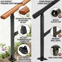 4 Step Metal Wood Grain Handrail Kit, Indoor Outdoor Stairs Hand Rails for Elderly, Porch Handrail for Wooden Exterior Concrete Steps, Fit 1 to 4 Steps