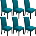 NORTHERN BROTHERS Chair Covers for Dining Room, Kitchen Parsons Chair Covers, Washable Dining Chair Slipcovers Seat Protector for Hotel, Banquet, Ceremony Teal  (6)