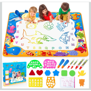 Water Doodle Mat - Kids Painting Writing Color Doodle Drawing Mat Toy Bring Magic Pens Educational Toys for Age 3 4 5 6 7 Year Old Girls Boys Age Toddler Gift