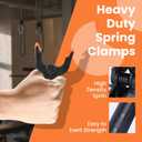 ECY Spring Clamps Heavy Duty 3.5 Inch 12 Pack - Plastic Rust Proof Clamps with Non-Slip Pads for Backdrop, Crafts, Woodworking, Photography | Multipurpose Holders for Tarps, Pool Covers & Gluing