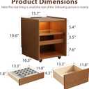 Solid Wood Nightstand,LED Nightstand with Charging Station,Narrow Bedside Table with Jewelry Box,Small Night Stand with Wheels,Modern Night Stand for Bedroom,Living Room,Dressing Room