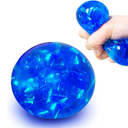blue Squishy Glitter Stress Balls for Kids and Adults - Stretch Stress Relief Squishy Ball, Pull and Squeeze - Squish Dough Ball Fidget Toys for Easter Basket Stuffers and Party Favors