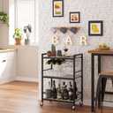 TUTOTAK Bar Cart - Serving Cart for Home - Microwave Cart, Drink Cart, Mobile Kitchen Shelf with Wine Rack and Glass Holder, Rolling Beverage