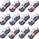 Comfoex 12 Pairs Boys Socks - Ankle Low Cut Athletic Half Cushioned Short Socks For Kids 4-10 Years Old