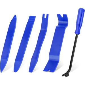 GLK Auto Trim Removal Tool Set, 5pcs Plastic Pry Tool Kit, Auto Trim Tool, Prying Tool, Car Door Panel Clip Revmoal Tool, Fasteners Remover (Blue)
