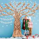 Winter Classroom Tree Bulletin Board Set DIY 3D Kraft Craft Cardboard Tree with Simulated Snowflake Christmas Banner Wall Decor for Winter Rustic School Elementary Teacher Chalkboard