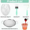 Willinglong 14 Pcs Paint Strainer Combo Set for 5 Gallon Buckets Including 60 Mesh Stainless Steel Paint Strainer Fine Mesh Bags Painting Brush Foam Roller Brush for Repairs, Coating