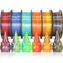 MIKA3D 6 Spools Bicolor Dual Color 1.75mm 3D Printer Filament Bundle, 3D Printing Silk PLA, Silk Black-Red/Purple-Green/Blue-Green/Red-Gold/Gold-Copper/Black-Orange, 3D Printing PLA 250g X 6 Spools