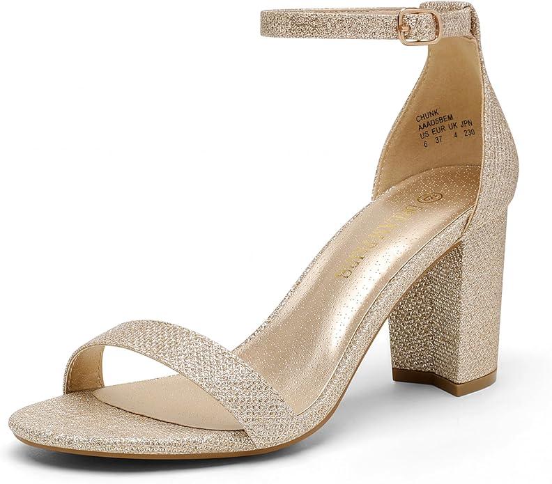 DREAM PAIRS Women's Chunk Low Heel Pump Sandals, 7,5