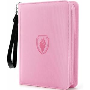Fabmaker Premium 4 Pocket Zip Card Binder, Trading Card Binder for 320 Cards, Portable PU Card Collection Binder, Collector Card Album Folder for Game & Sports Cards (Pink) (4 Pocket - 10.2" x 7.5")