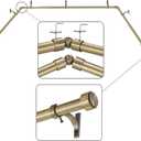 Antique Bronze Bay Window Curtain Rods with Aluminum End Cap Finials and Brackets,Adjustable 36-72 Inch Center Rod for windows (24-68), 20-36 Inch Side Rods for windows (16-32)